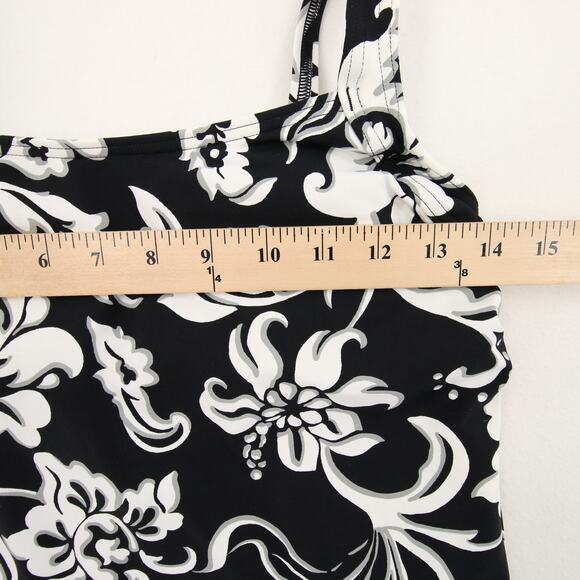 Lands End Tankini Top Black White Floral Scoop Neck Soft Cup Swimsuit Swim 2 - Picture 5 of 9